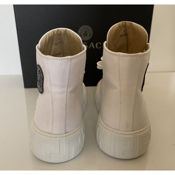 Versace White Palladium High-top Canvas Sneakers 12.5 US (45.5 Euro) DSU8403 - Picture 7 of 12